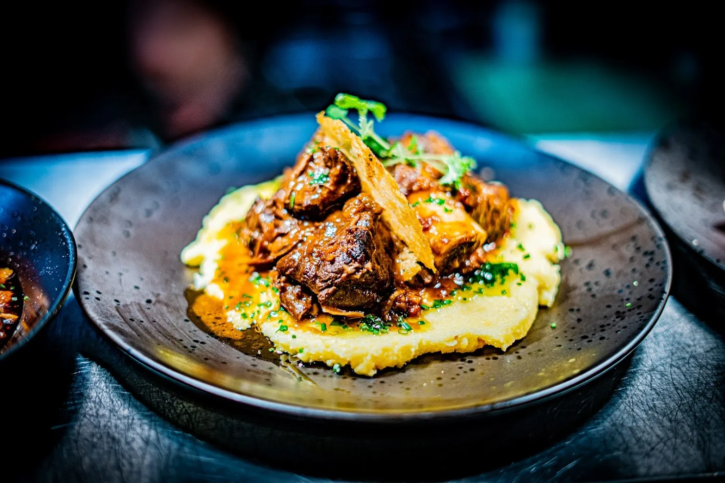A beautifully plated dish on a restaurant table.